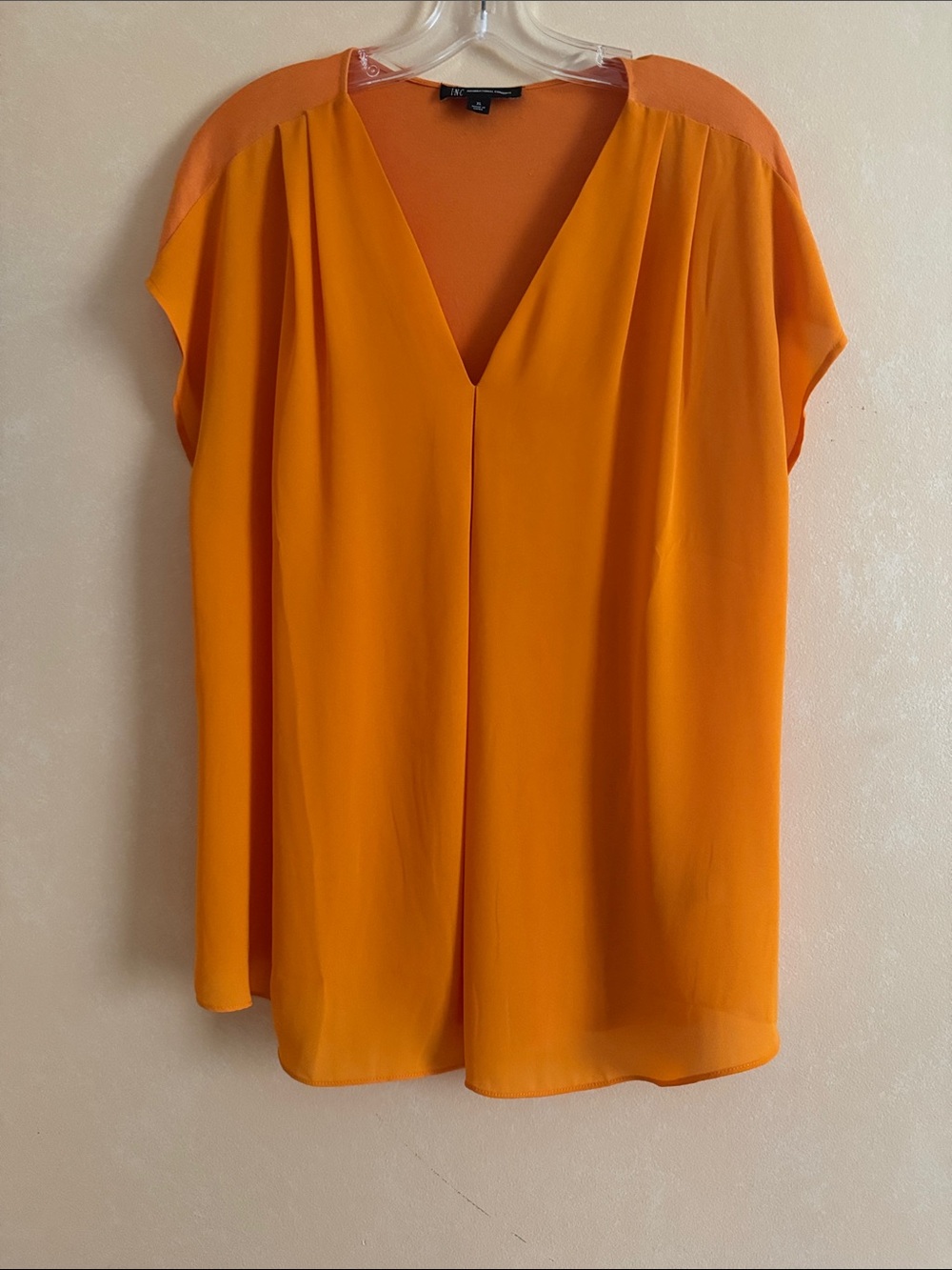 INC International Concepts Vibrant Orange V-Neck Blouse